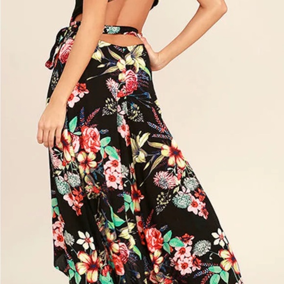 Lulus Floral Black Maxi Wrap Dress - Picture 2 of 10